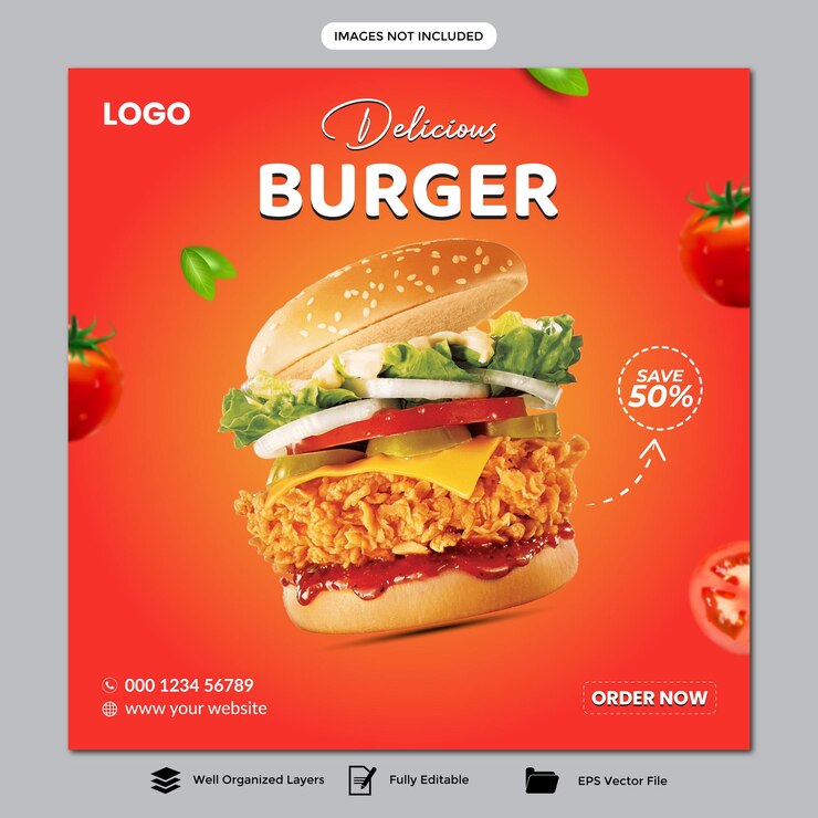 plantilla de publicación de banner de redes sociales de comida