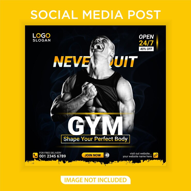 Plantilla de publicación de banner de redes sociales de gimnasio