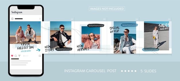 Vector plantilla de publicación de carrusel de instagram escrita a mano de moda