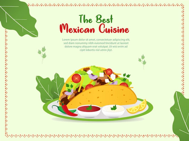 Plantilla de publicación de cocina mexicana de diseño plano vectorial
