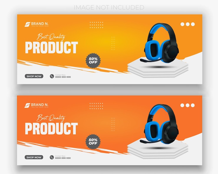 Vector plantilla de publicación de dispositivos de promoción y redes sociales de productos de marca de auriculares