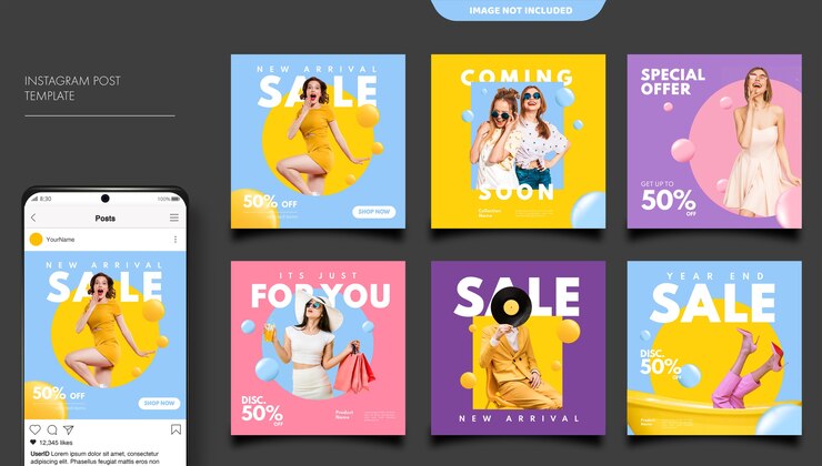 Plantilla de publicación de feed de redes sociales para empresas de moda