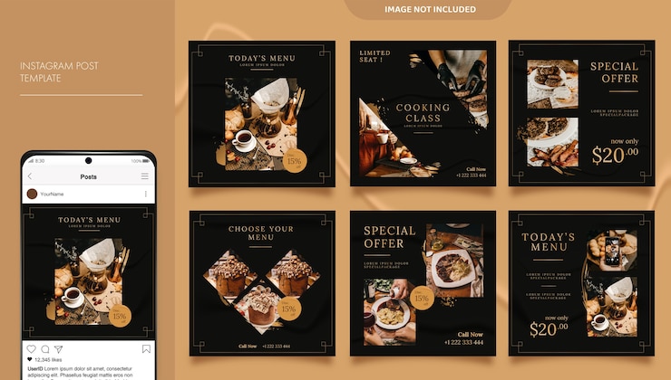 Vector plantilla de publicación de feed de redes sociales de restaurante