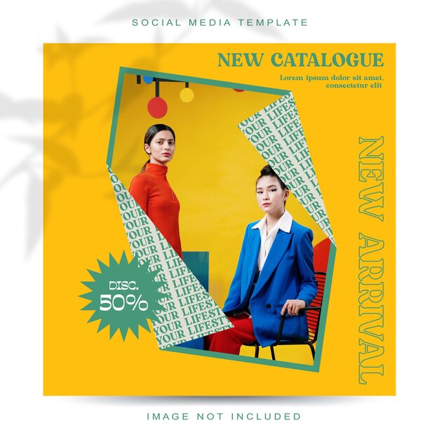 Plantilla de publicación de feeds de historias de redes sociales de colección de moda de concepto colorido