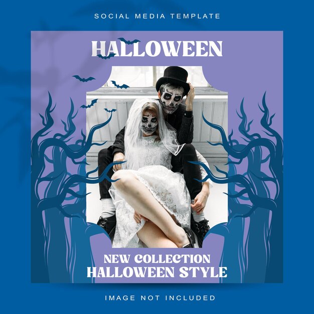 Plantilla de publicación de feeds de historias de redes sociales de concepto de halloween