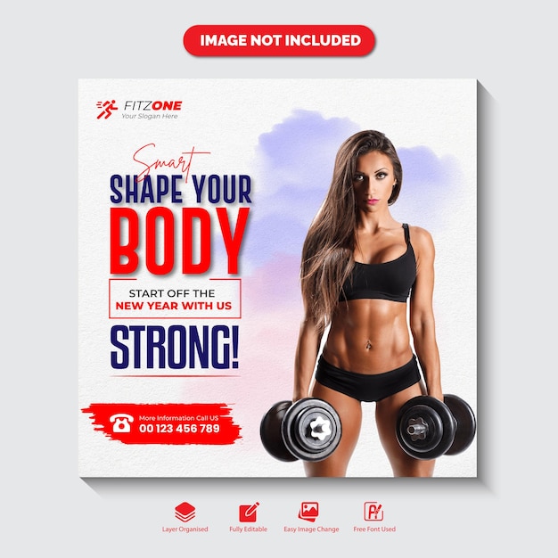 plantilla de publicación de fitness en las redes sociales del gimnasio