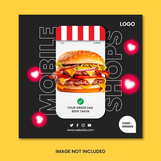 Plantilla de publicación de hamburguesas para redes sociales