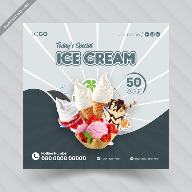 Vector plantilla de publicación de helados en las redes sociales