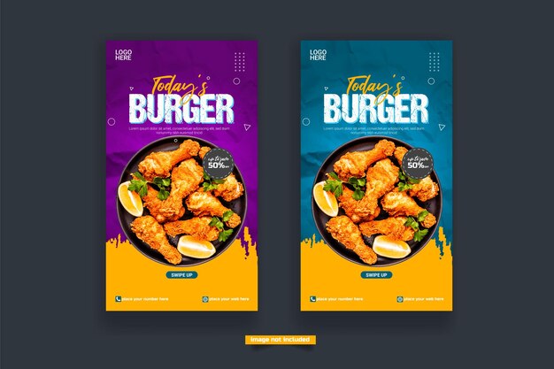 Vector plantilla de publicación de historia de instagram de alimentos adecuada para publicación en redes sociales para restaurante