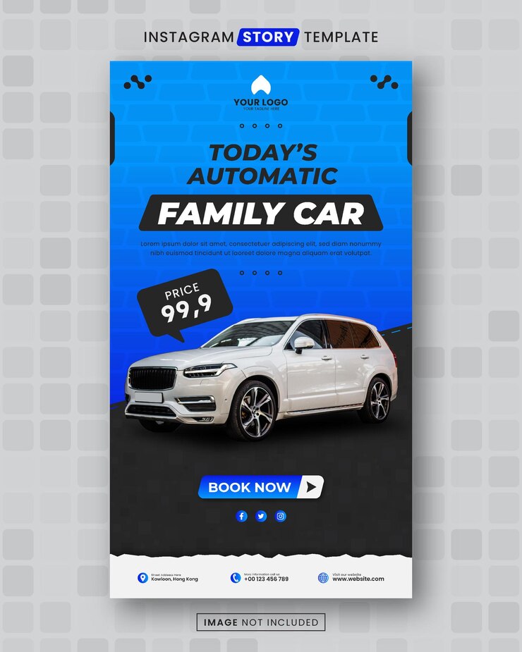 Vector plantilla de publicación de historia de instagram de venta de autos familiares