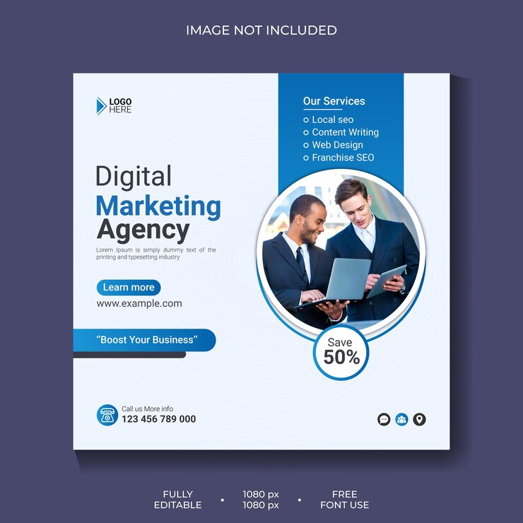 Plantilla de publicación de Instagram para agencia de marketing digital y redes sociales corporativas