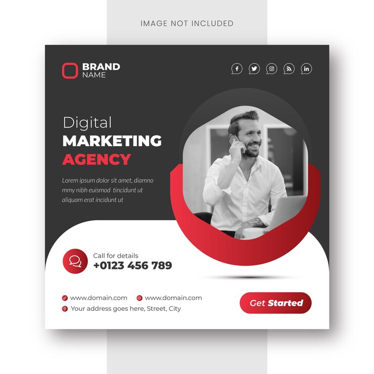 Plantilla de publicación de instagram y banner de redes sociales de agencia de marketing digital