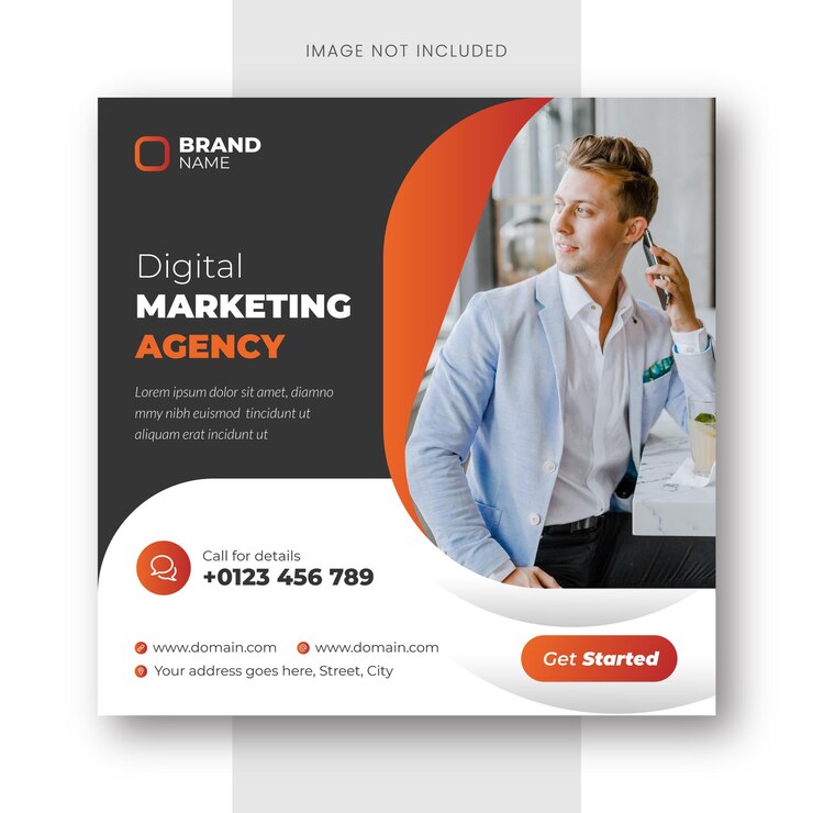 Plantilla de publicación de instagram y banner de redes sociales de agencia de marketing digital