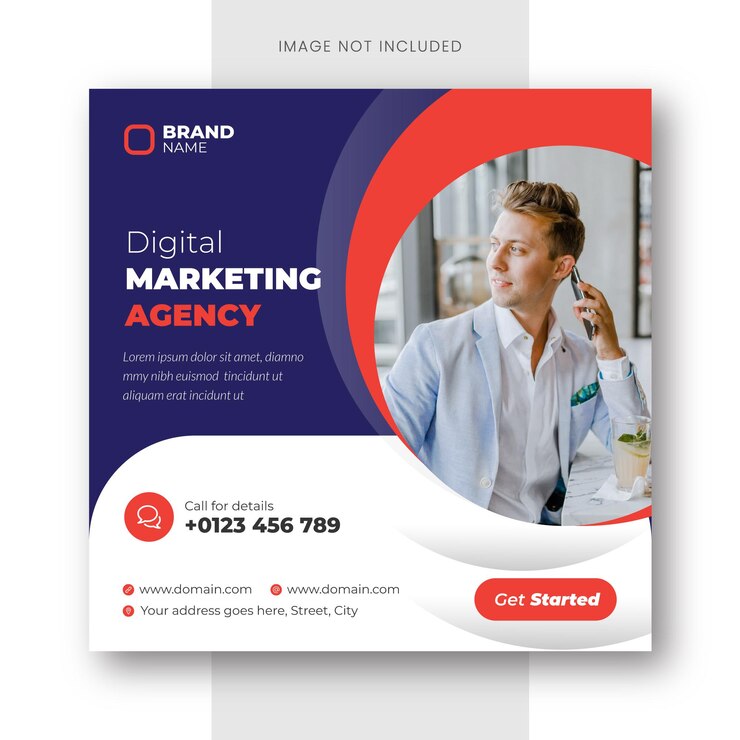 Plantilla de publicación de instagram y banner de redes sociales de agencia de marketing digital