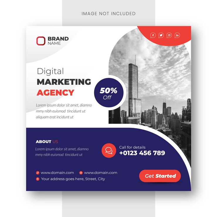Plantilla de publicación de instagram y banner de redes sociales de agencia de marketing digital