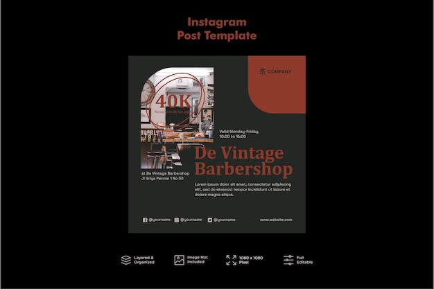 Plantilla de publicación de instagram de barbería