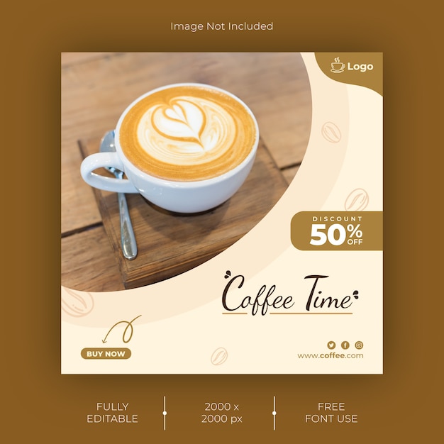 Plantilla de publicación de instagram de café