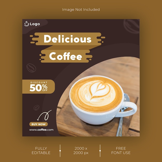 Plantilla de publicación de Instagram de café