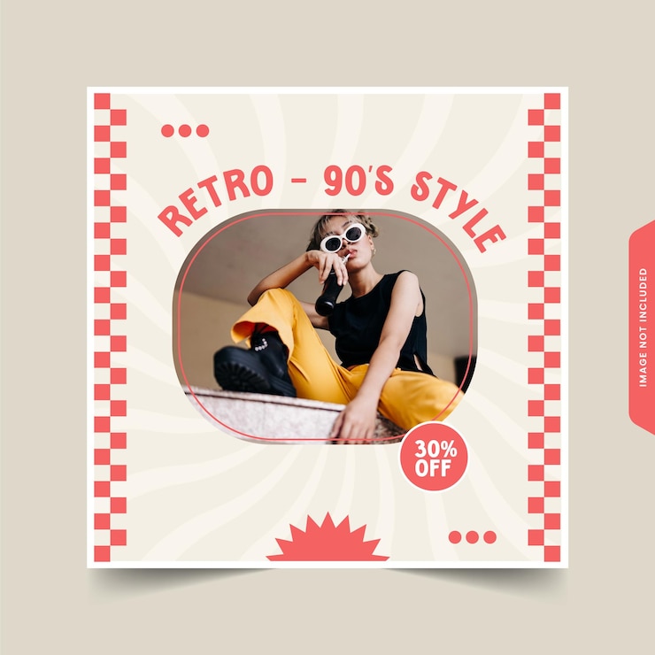 Vector plantilla de publicación de instagram de colección retro de los años 90