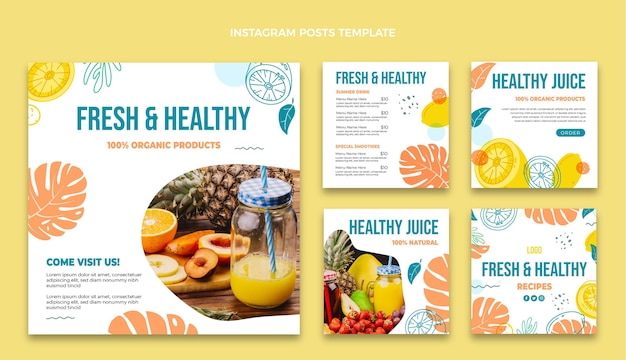 Vector plantilla de publicación de instagram de comida plana