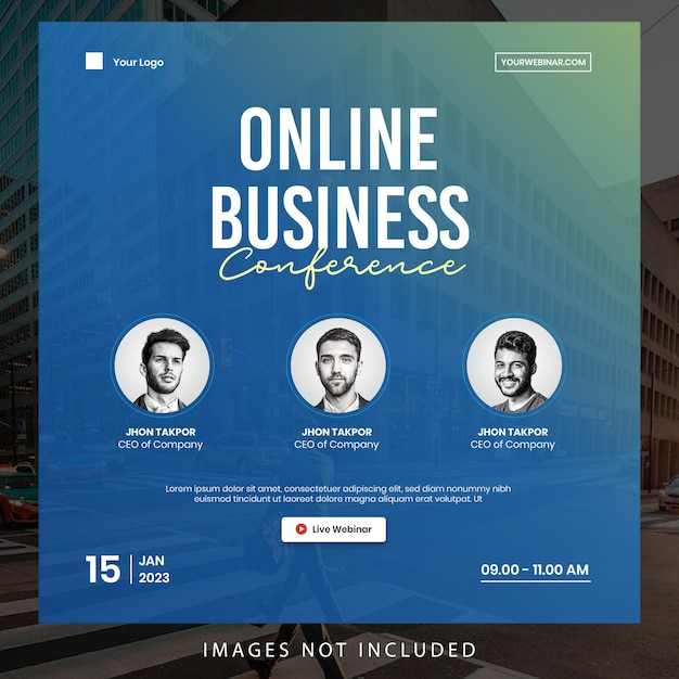 Plantilla de publicación de Instagram de conferencia de negocios en línea