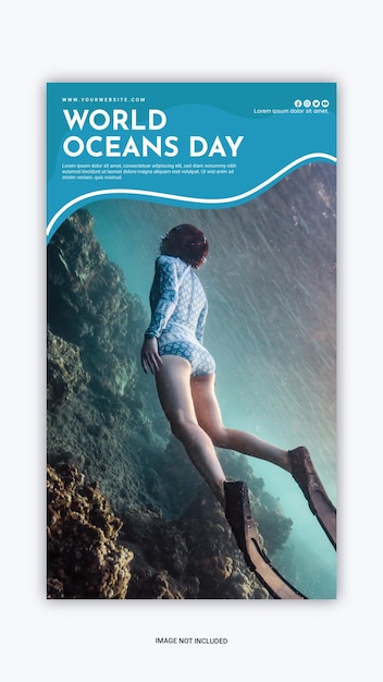 Vector plantilla de publicación de instagram del día mundial de los océanos
