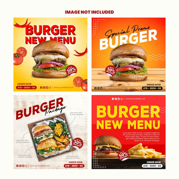 Vector plantilla de publicación de instagram de hamburguesa para ayudar a las ventas en las redes sociales