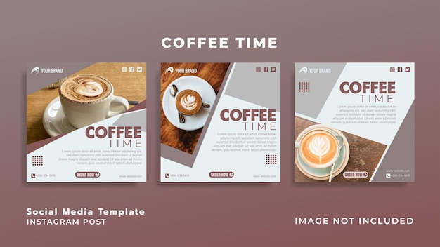 Plantilla de publicación de instagram de la hora del café