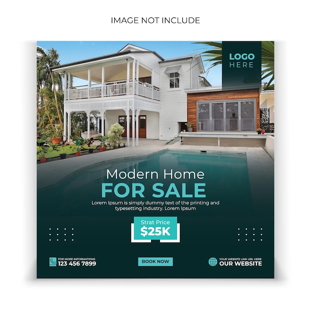 Plantilla de publicación de instagram o banner web de redes sociales de casa inmobiliaria