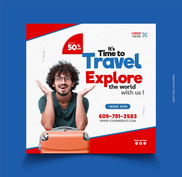 plantilla de publicación de Instagram o de redes sociales para viajes y turismo