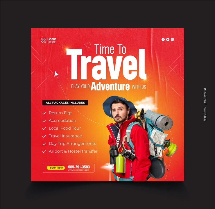 plantilla de publicación de Instagram o de redes sociales para viajes y turismo