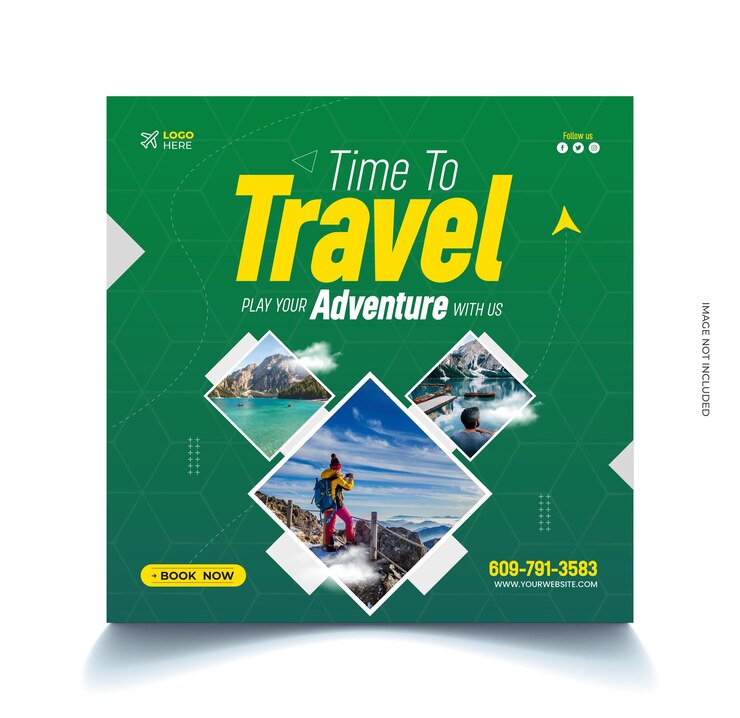 plantilla de publicación de Instagram o de redes sociales para viajes y turismo