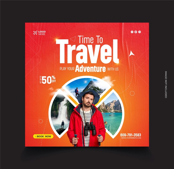plantilla de publicación de Instagram o de redes sociales para viajes y turismo