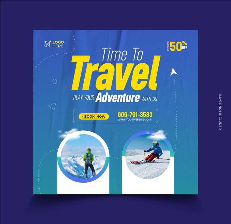 plantilla de publicación de Instagram o de redes sociales para viajes y turismo