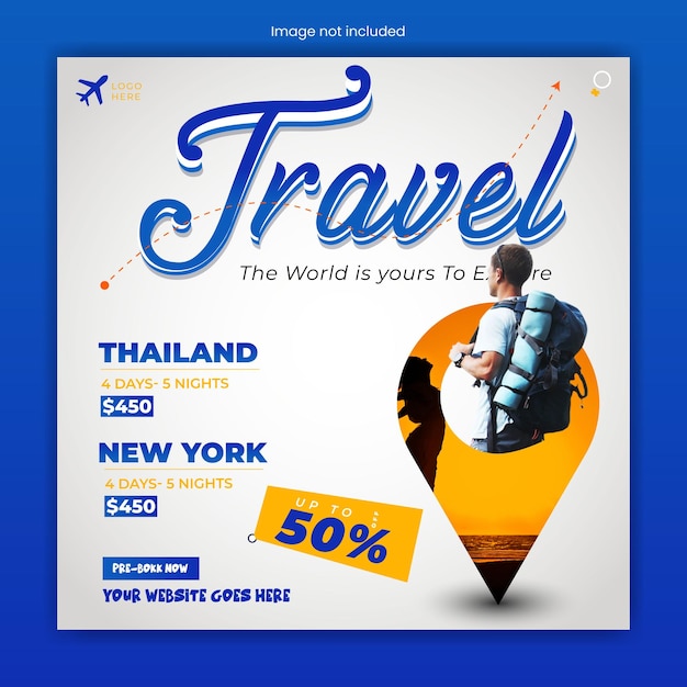 plantilla de publicación de Instagram o de redes sociales para viajes y turismo