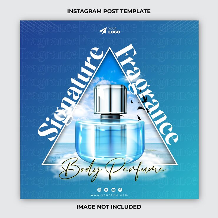 Plantilla de publicación de Instagram de perfume exclusivo y banners de redes sociales