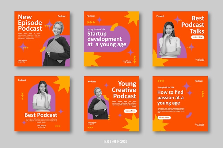 Vector plantilla de publicación de instagram para podcast de medios