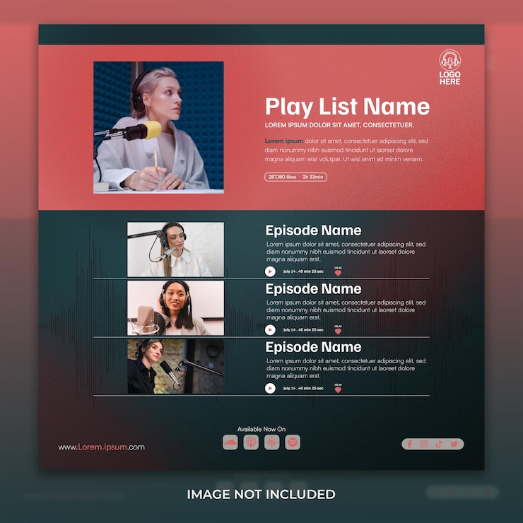 Plantilla de publicación de Instagram de promoción de lista de reproducción de podcast