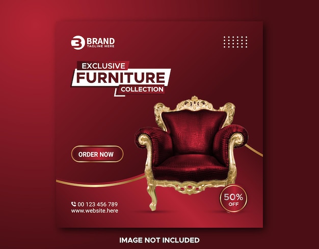 Plantilla de publicación de instagram de redes sociales de banner de venta de muebles