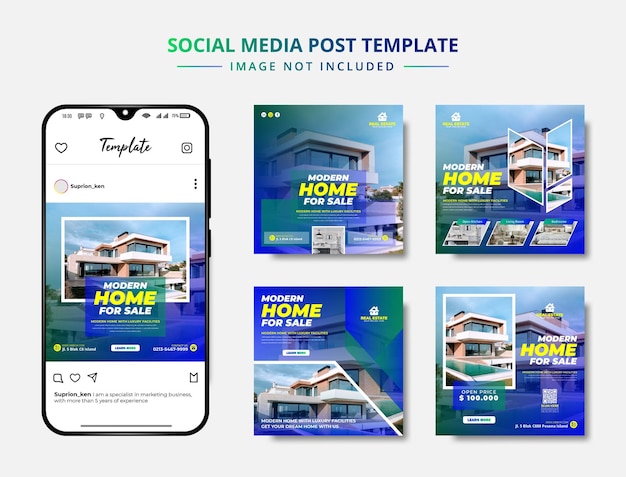 Plantilla de publicación de instagram de redes sociales de bienes raíces modernas