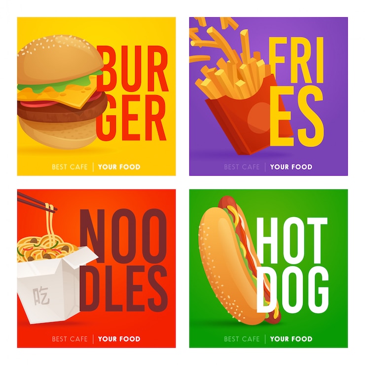 Vector plantilla de publicación de instagram de redes sociales de comida rápida