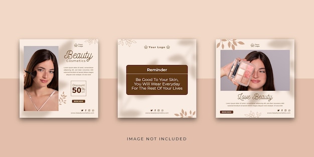 Plantilla de publicación de Instagram de redes sociales de cosméticos de belleza