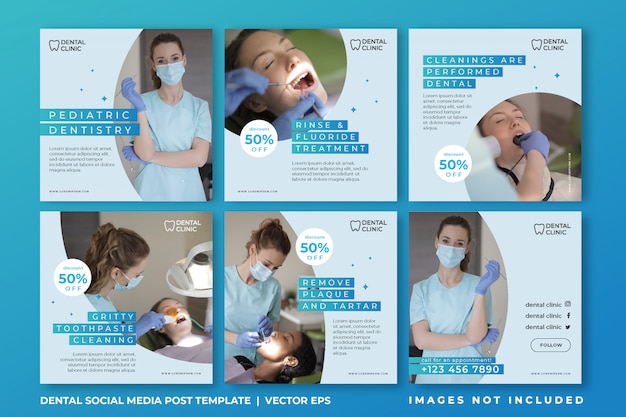 Plantilla de publicación de instagram para redes sociales dentales