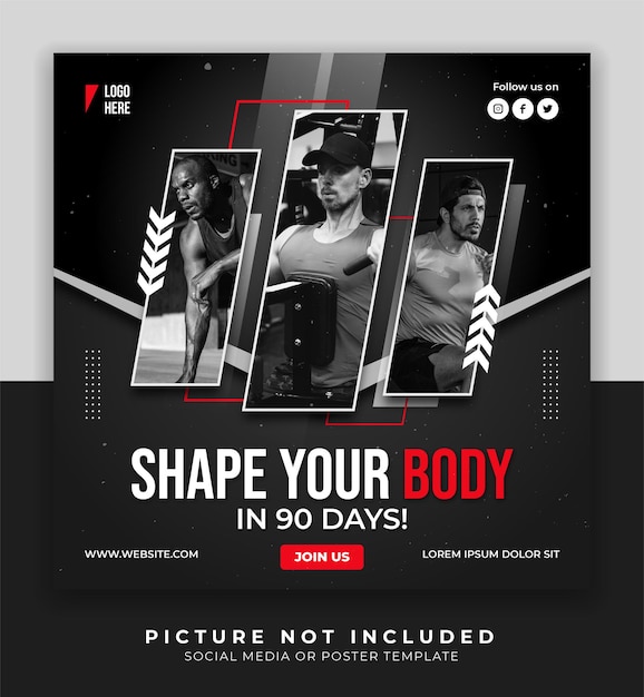 Plantilla de publicación de instagram y redes sociales de fitness gym poster