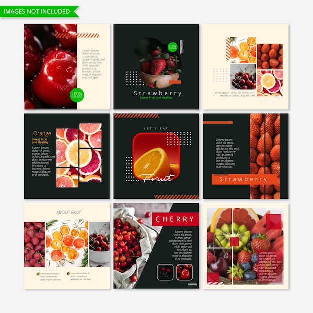 Vector plantilla de publicación de instagram de redes sociales de frutas de marketing empresarial