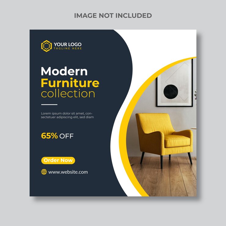 Plantilla de publicación de Instagram y redes sociales de muebles modernos en formato vectorial