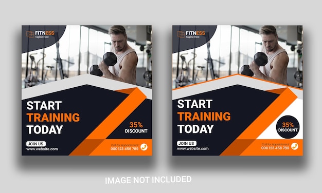 Plantilla de publicación de Instagram de redes sociales de trabajo y fitness de gimnasio Redes sociales de fitness y entrenamiento de gimnasio