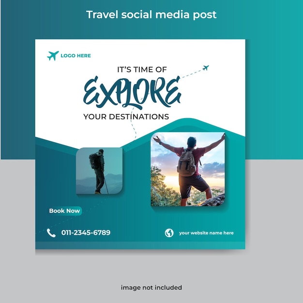 plantilla de publicación de Instagram y redes sociales de viajes y giras