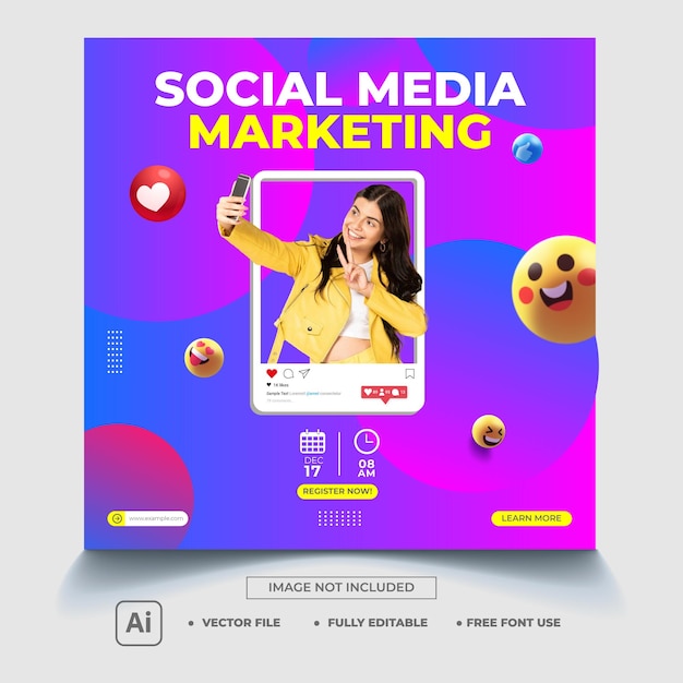 Vector plantilla de publicación de marketing en redes sociales