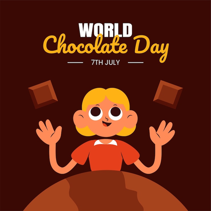 Vector plantilla de publicación de medios sociales de estilo plano con tema choco para la ilustración del día mundial del chocolate